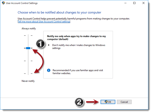 Windows 10 Disabling UAC Instructions